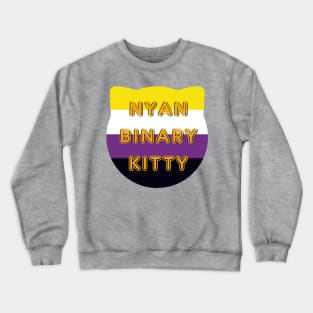 Nyanbinary Kitty Nonbinary Flag With Cat Ears Design Crewneck Sweatshirt